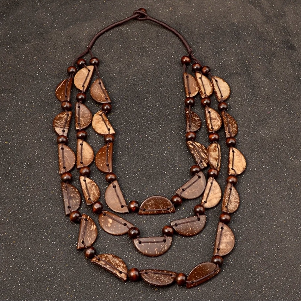 Boho Layered Wood Necklace!